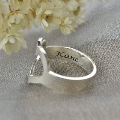 Personalised Couple's Name Promise Heart Ring Silver - All Birthstone™