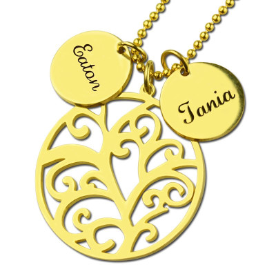 Family Tree Necklace With Name Charm For Mom - All Birthstone™