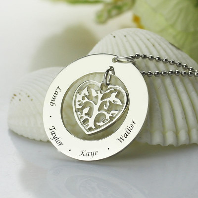 Personalised Heart Family Tree Necklace Sterling Silver - All Birthstone™
