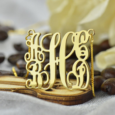 Gold Plated Family Monogram Necklace With 5 Initials - All Birthstone™