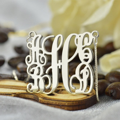 Customised 5 Initials Family Monogram Necklace Silver - All Birthstone™