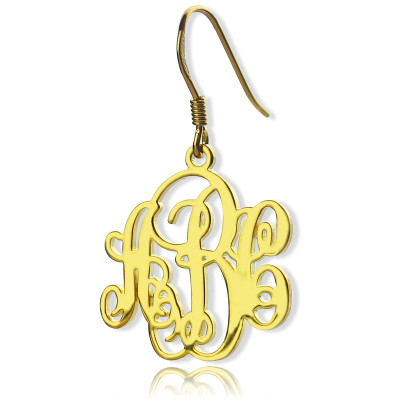 Script Monogram Initial Earrings 18ct Gold Plated - All Birthstone™
