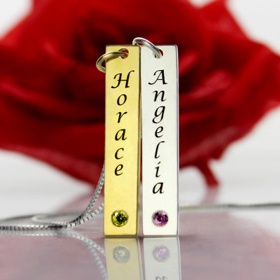 Custom Couple Name Tag with Birthstones  - All Birthstone™