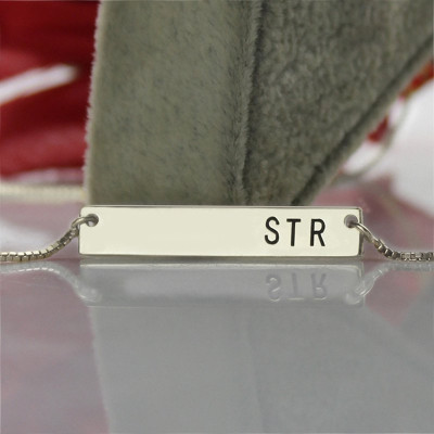 Sterling Silver Initial Bar Necklace - All Birthstone™