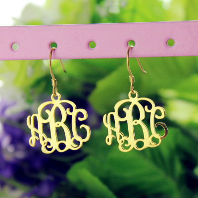 18ct Gold Plated Monogram Earrings - All Birthstone™