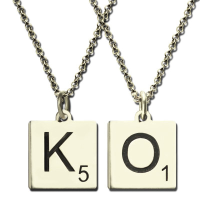 Scrabble Initial Letter Necklace Sterling Silver - All Birthstone™