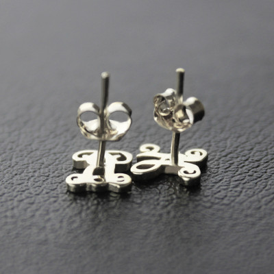 Personalised Single Monogram Stud Earrings Sterling Silver - All Birthstone™