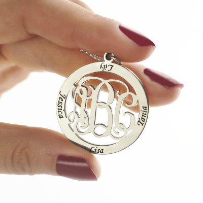Personalised Family Monogram Name Necklace Sterling Silver - All Birthstone™