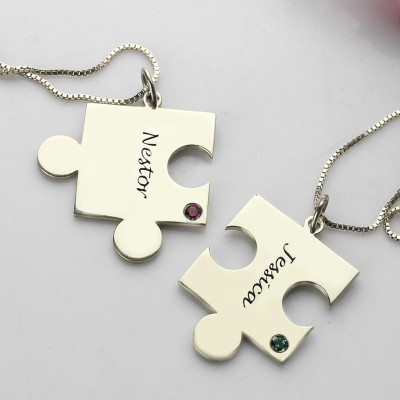 Engraved Puzzle Necklace for Couples Love Necklaces Silver - All Birthstone™