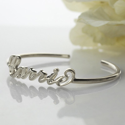 Personalised Sterling Silver Name Bangle Bracelet - All Birthstone™