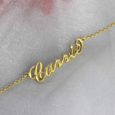 Custom Women's Name Bracelet 18ct Gold Plated - All Birthstone™