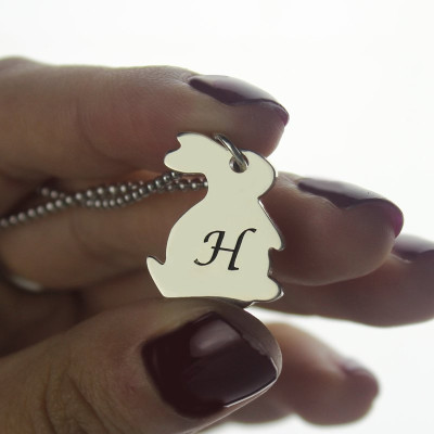 Personalised Rabbit Initial Charm Pendant Sterling Silver - All Birthstone™