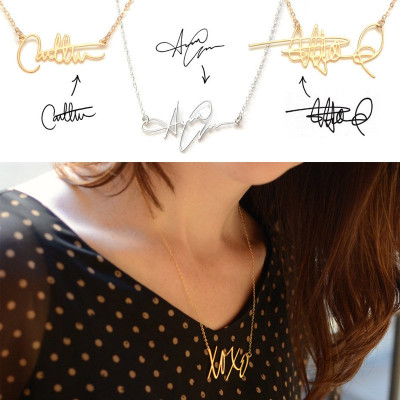 Custom Necklace with Your Own Signature 18ct Gold Plated Silver - All Birthstone™
