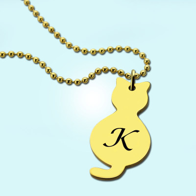 Gold Over Cat Initial Pendant Necklace - All Birthstone™
