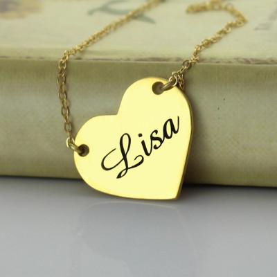 Stamped Heart Love Necklaces with Name 18ct Gold Plated - All Birthstone™