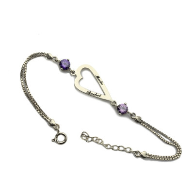 Love Jewellery Set- Open Heart Name Necklace  Bracelet - All Birthstone™