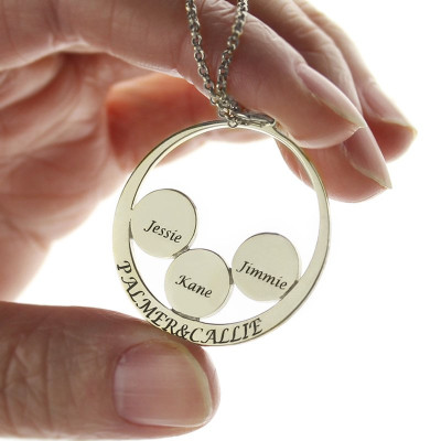 Personalised Family Name Pendant For Mom Silver - All Birthstone™