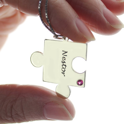 Engraved Puzzle Necklace for Couples Love Necklaces Silver - All Birthstone™