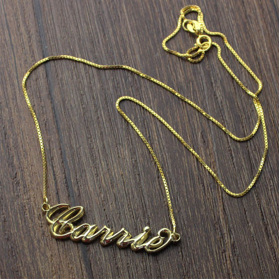 Personalised 3D Carrie Name Necklace 18ct Gold Plating - All Birthstone™