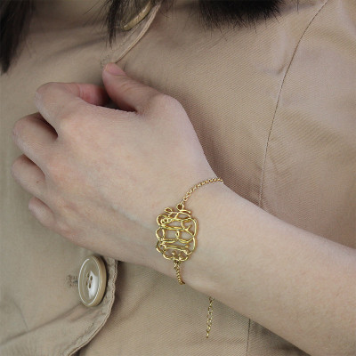 18ct Gold Plated Celebrity Monogram Bracelet - All Birthstone™