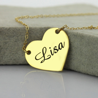 Stamped Heart Love Necklaces with Name 18ct Gold Plated - All Birthstone™