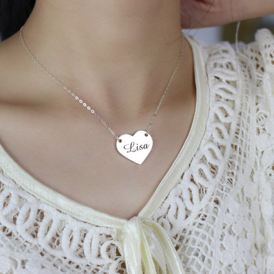 Stamped Name Heart Love Necklaces Sterling Silver - All Birthstone™