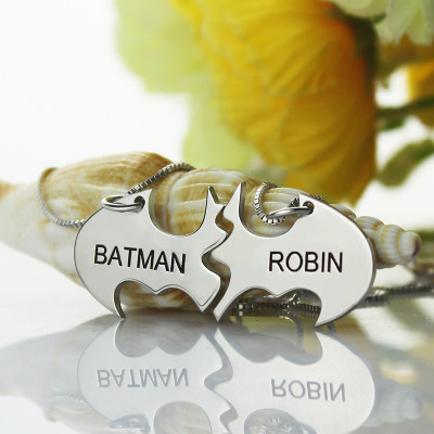 Batman Best Friend Name Necklace Sterling Silver - All Birthstone™