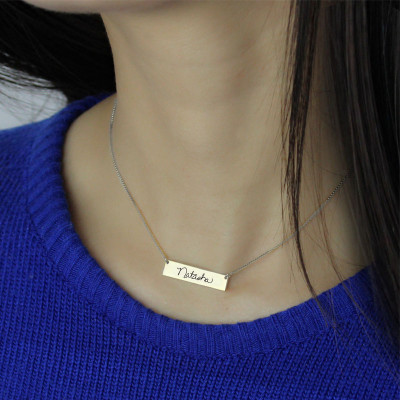 Custom Necklace With Your Signature Bar Silver - All Birthstone™