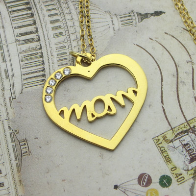 Mothers Heart Necklace With Birthstone 18ct Gold Plated  - All Birthstone™