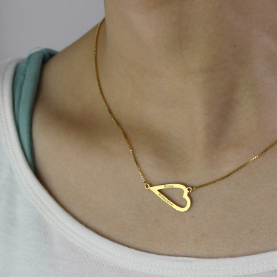 Open Heart Love Necklace  Bracelet Engraved Name - All Birthstone™