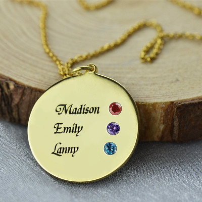 Custom Disc Necklace Engraved Names For Mom - All Birthstone™