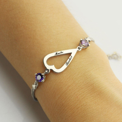 Love Jewellery Set- Open Heart Name Necklace  Bracelet - All Birthstone™