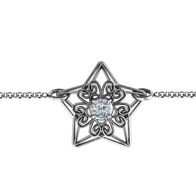 Personalised 3D Star Bracelet with Filigree Detailing - All Birthstone™