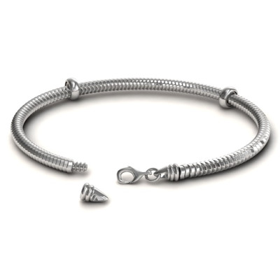 Personalised Silver Snake Bracelet - All Birthstone™