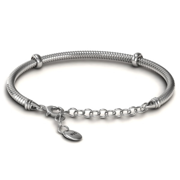 Personalised Silver Snake Bracelet with 1.5  Extender - All Birthstone™