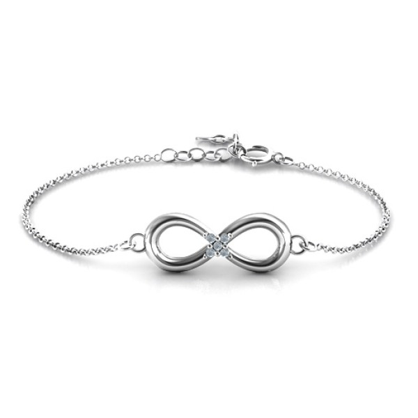 Personalised Classic Infinity With Centre Accents Bracelet - All Birthstone™
