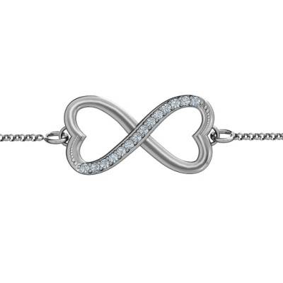 Personalised Double Heart Infinity Bracelet with Accents - All Birthstone™