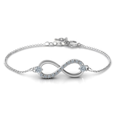 Personalised Double Stone Infinity Accent Bracelet  - All Birthstone™