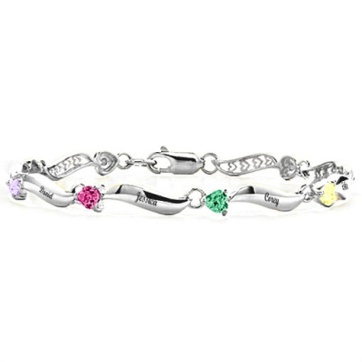 Personalised Engraved Bracelet with 1-8 Stones  - All Birthstone™