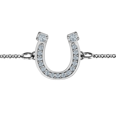 Horseshoe Bracelet with Two Stones and Accents  - All Birthstone™