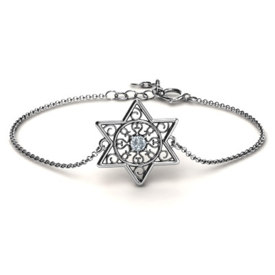 Personalised Star of David with Filigree Bracelet - All Birthstone™
