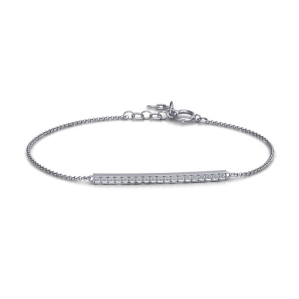 Sterling Silver Beaming Bar Bracelet With Cubic Zirconia Accent Stones  - All Birthstone™