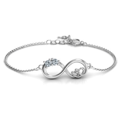 Sterling Silver Double the Love Infinity Bracelet - All Birthstone™