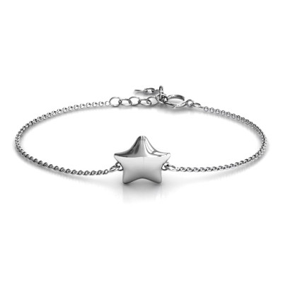 Personalised Sterling Silver Lucky Star Bracelet - All Birthstone™