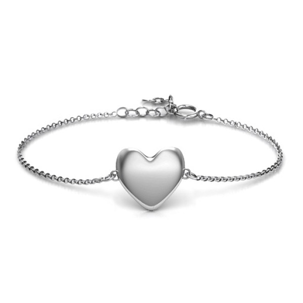 Personalised Sterling Silver Sweet Heart Bracelet - All Birthstone™
