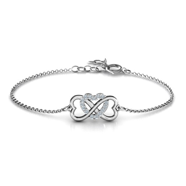 Personalised Triple Heart Infinity Bracelet - All Birthstone™