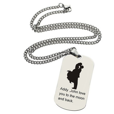 Faill In Love Couple Name Dog Tag Necklace - All Birthstone™