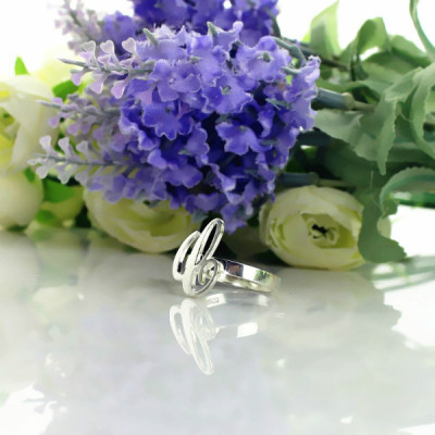 Personalised Carrie Initial Letter Ring Sterling Silver - All Birthstone™