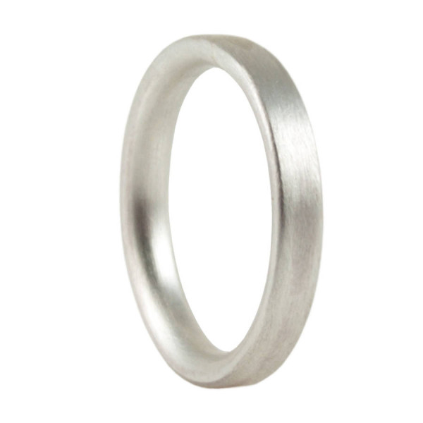 3mm Brushed Matte Flat Court Silver Wedding Ring - All Birthstone™