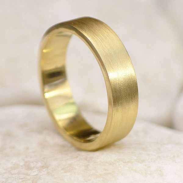 Mens 18ct Gold Wedding Ring, Spun Silk Finish - All Birthstone™